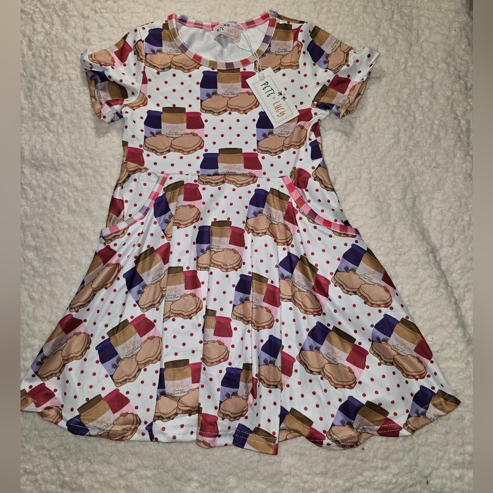 Colorful PB&J Patterned Kids Dress